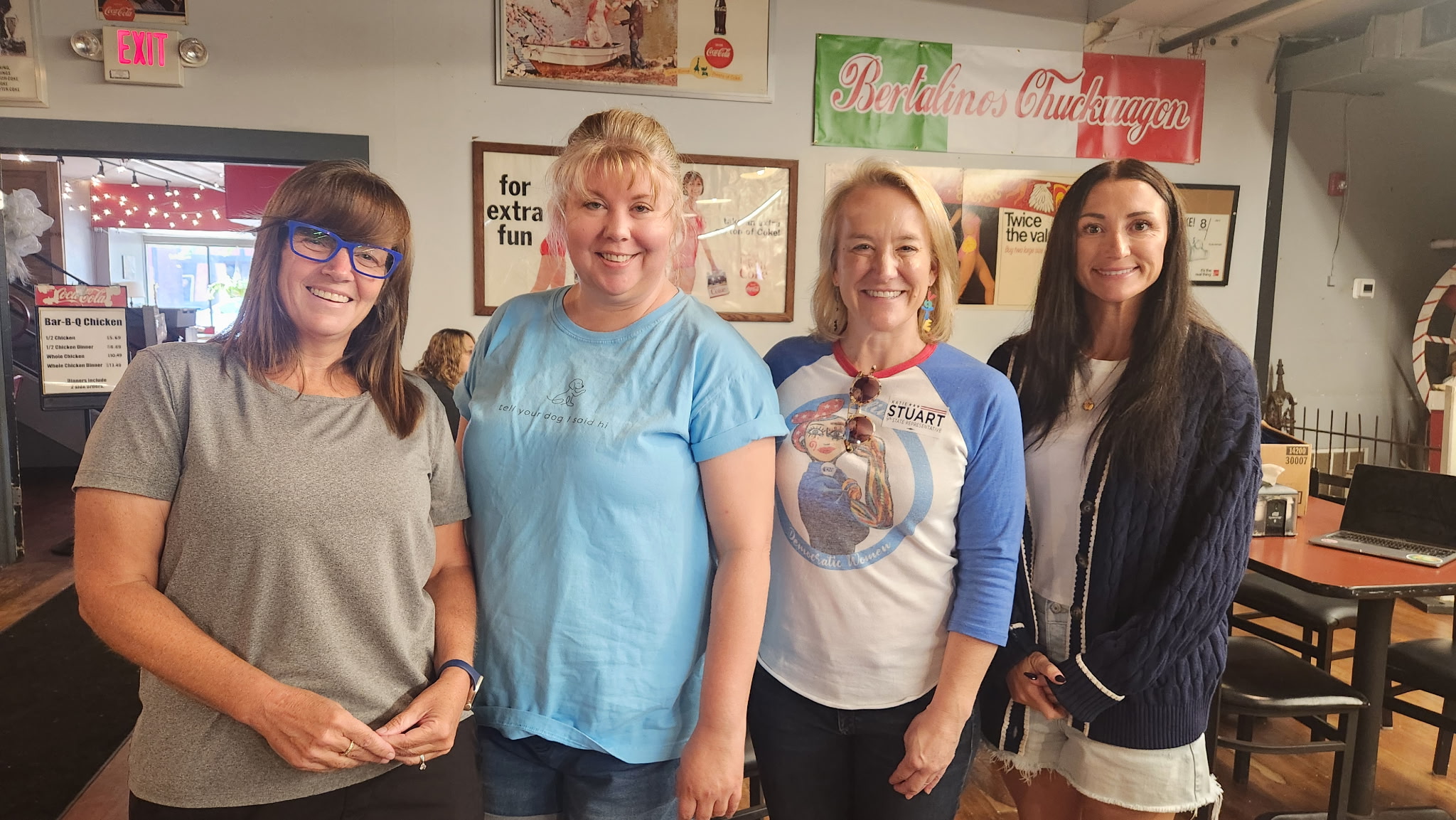 Rachelle Bauerle with neighbors at a local restaurant