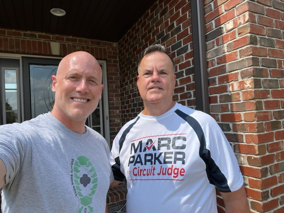 Marc Parker with a supporter